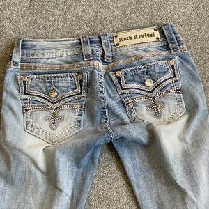 Rock Revival Celinda Jeans Ankle Skinny Light Wash Rhinestones Sz 27     - N1501